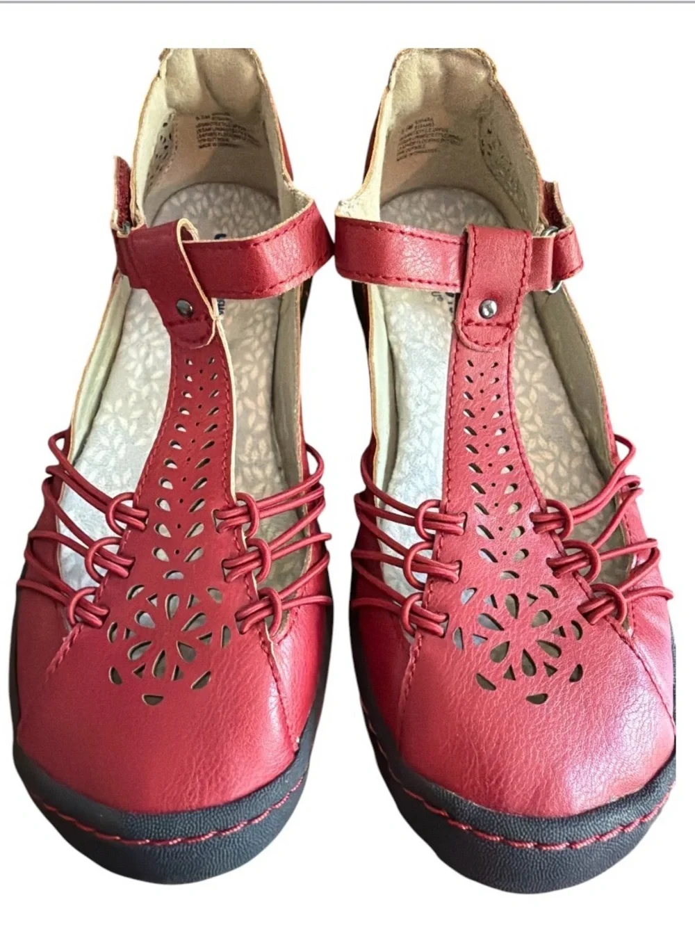 JBU by Jambu Sahara Mary Jane Flats - Size 6.5 - Red - Memory Foam, Adjustable